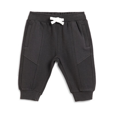 Boys Dark Grey Solid Long Trousers